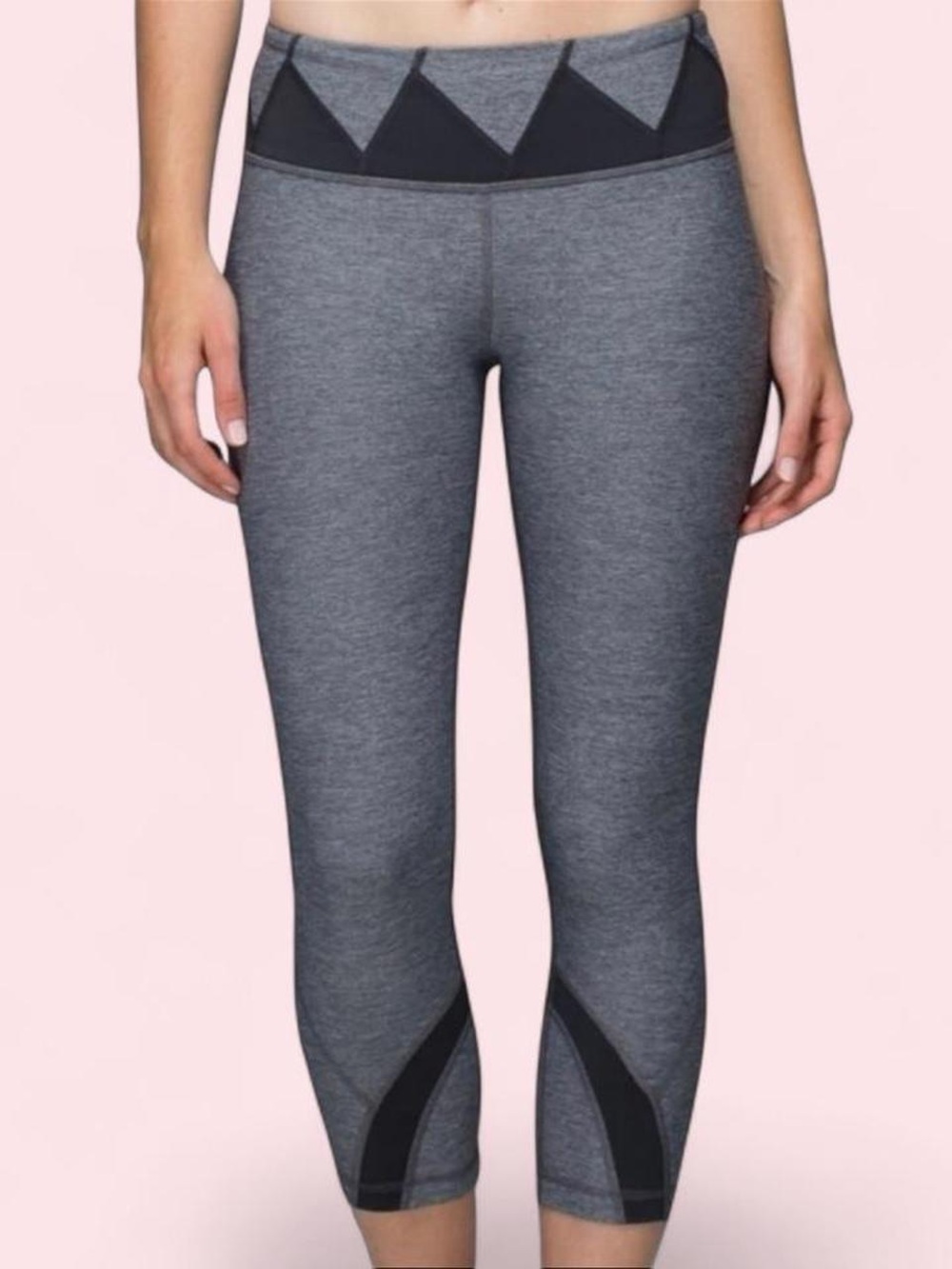 lululemon athletica Grey Capri Leggings with Black Chevron Panels
